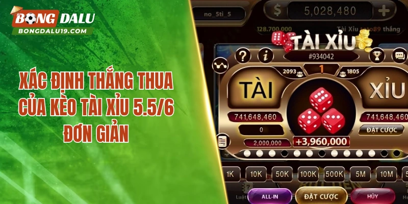 Xác định thắng thua của kèo tài xỉu 5.5/6 đơn giản